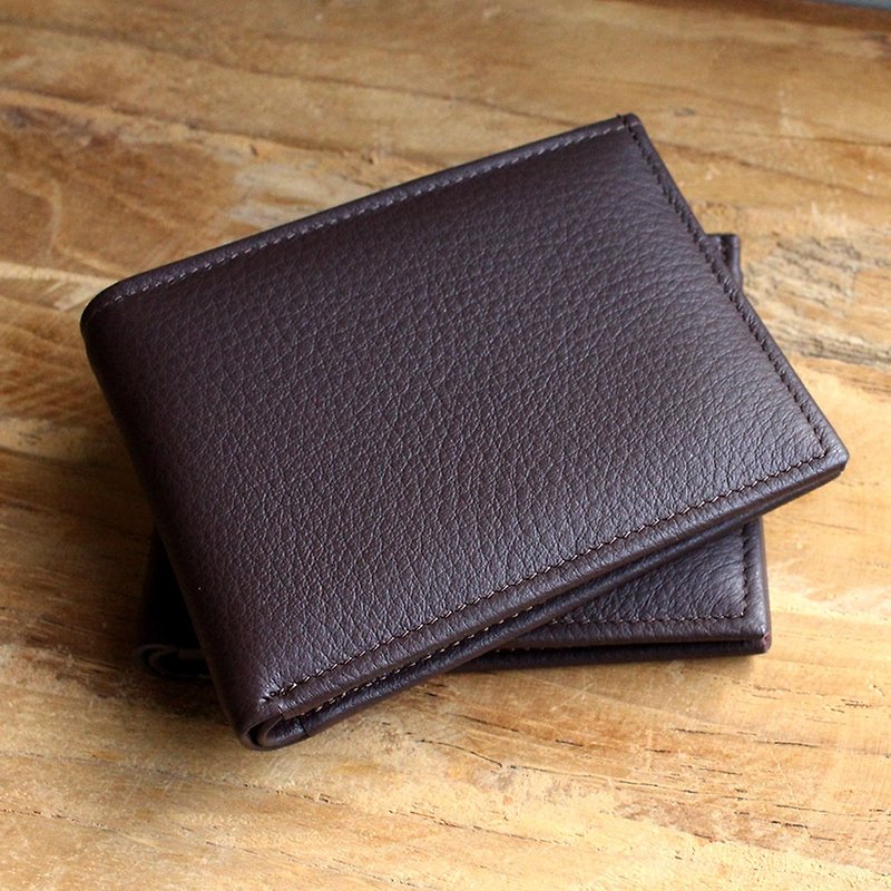 Wallet - Bifold - Brown (Genuine Cow Leather) / Small Wallet  / 钱包 / 皮包 - 皮夹/钱包 - 真皮 咖啡色