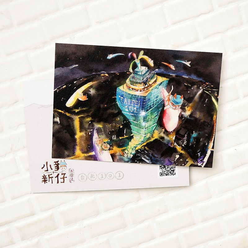 小猫新仔浪游记系列明信片( 厚磅 ) - 台北101 - 卡片/明信片 - 纸 黑色