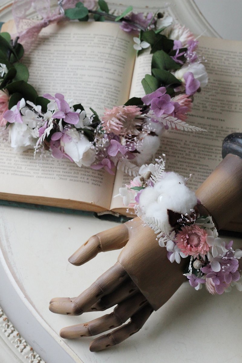 新娘花冠【优惠组合系列】棉花/粉红色的浪漫 - 发饰 - 植物．花 粉红色