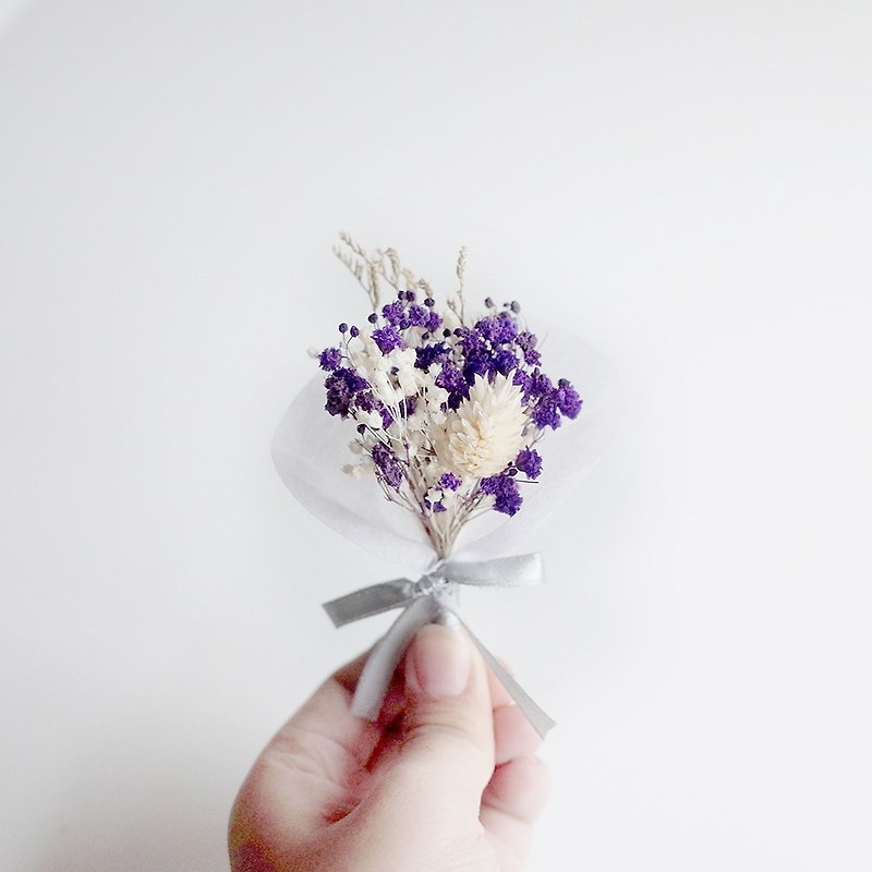 【Q-cute】干燥花小胸花系列-浪漫朵朵 - 胸针 - 植物．花 紫色