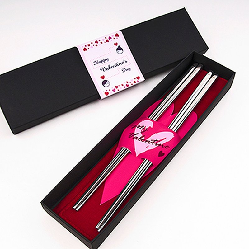 台湾第一筷。情人节好礼餐具组。纯情恋人对筷组 - 筷子/筷架 - 其他金属 红色
