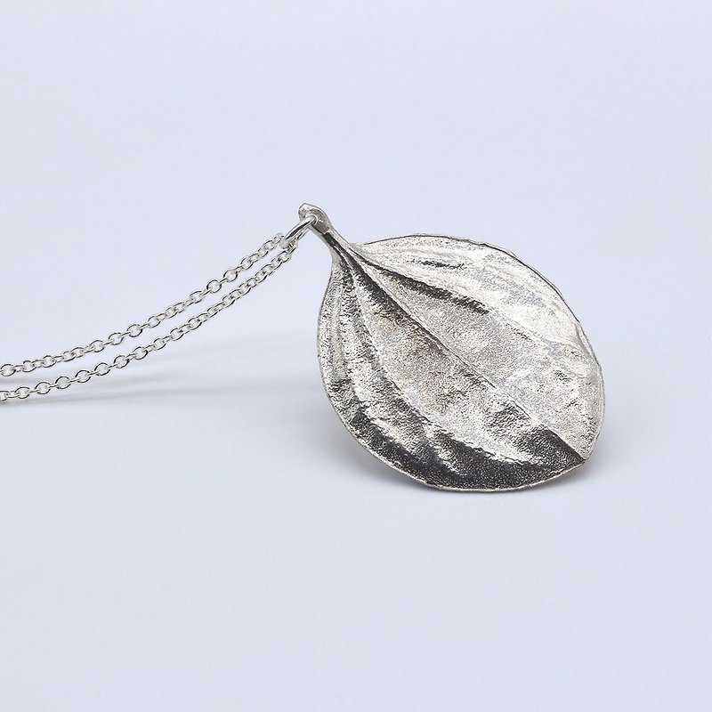 白脉椒草 叶子 项链 纯银 自然植物 圣诞 - 项链 - 其他金属 银色