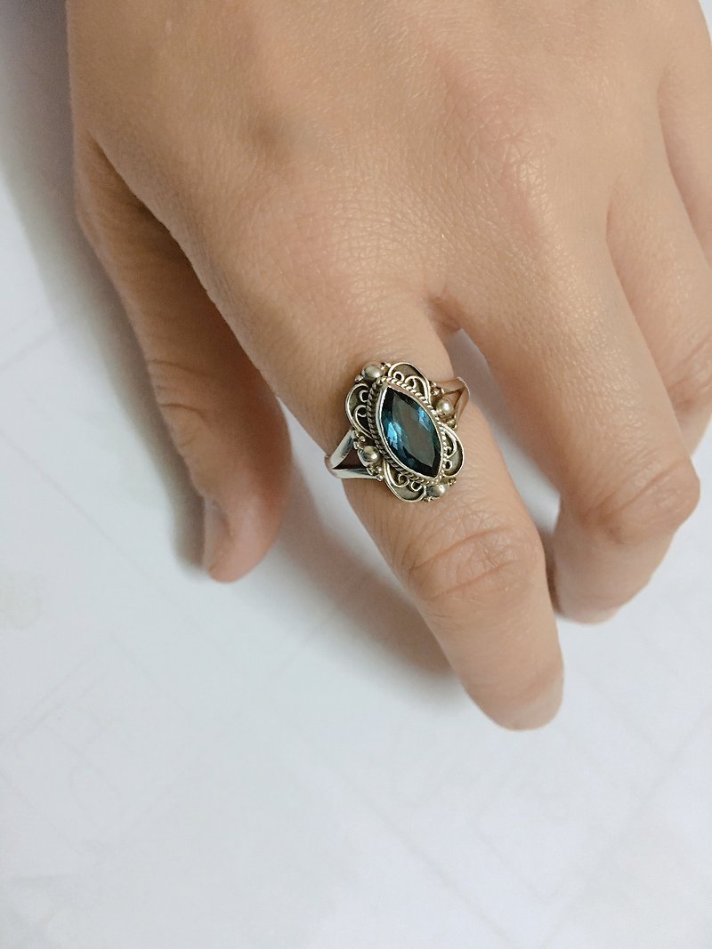 托帕石 戒指 尼泊尔 手工制 925纯银 - 戒指 - 半宝石 