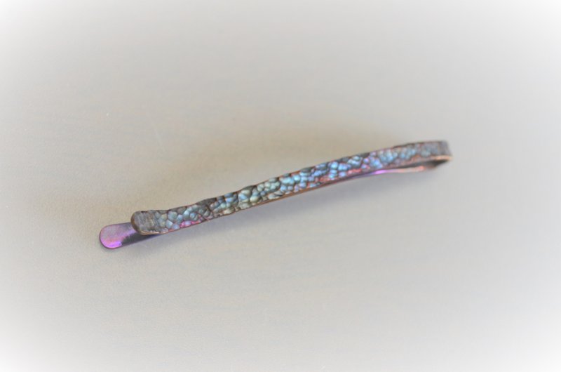 titanium hairpin・少し大人の純チタンヘアピン・細かい鎚目・58mm - 发饰 - 其他金属 多色