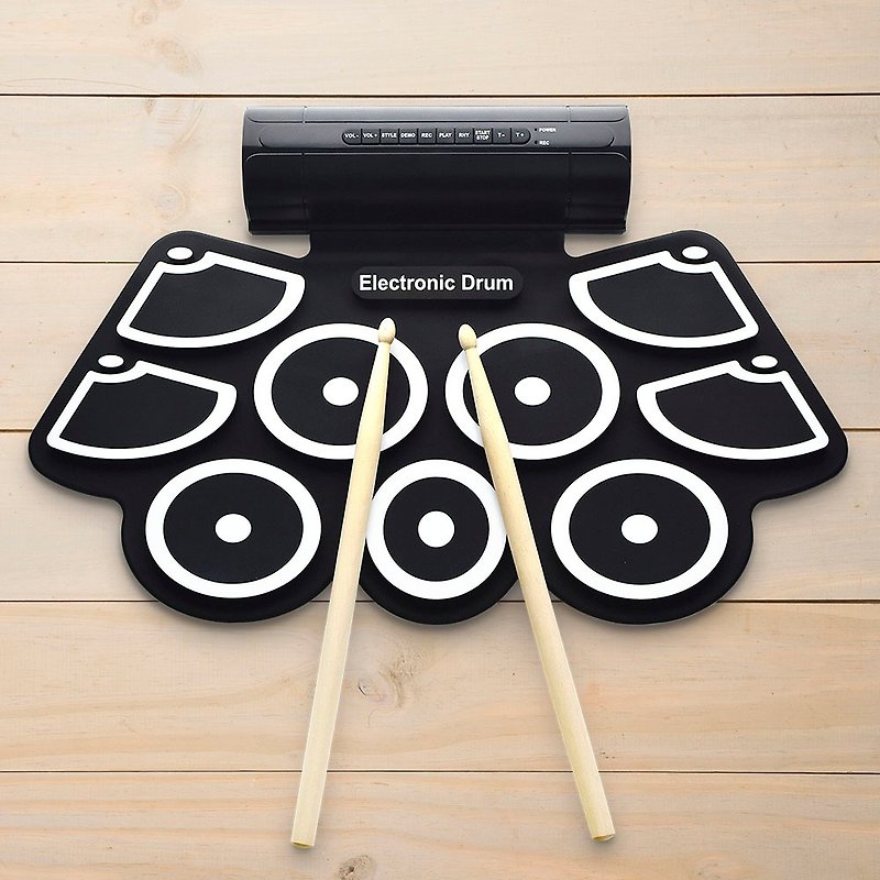Hand Roll Drum 手卷电子鼓 专业进阶版 USB爵士鼓 赠鼓棒双踏板 - 玩具/玩偶 - 硅胶 黑色