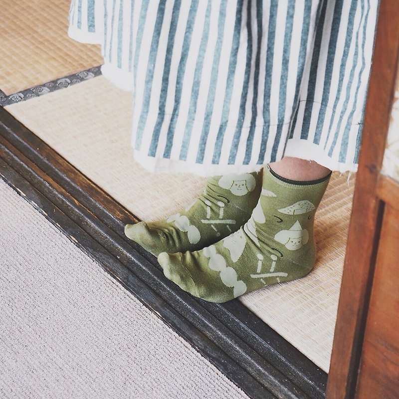 抹茶 / 右手超人袜 - 袜子 - 棉．麻 绿色