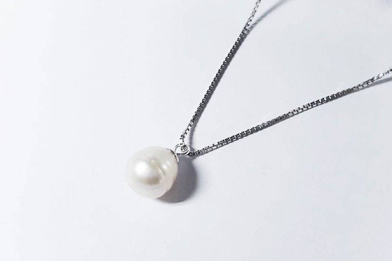 //白露// 纯银 淡水珍珠 天然珍珠 项链 情人节礼物 - 项链 - 宝石 白色