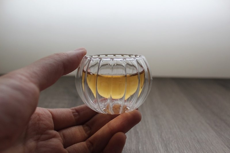 双层玻璃隔热透明杯 品茶杯 南瓜条纹杯 (两入) 交换礼物 - 茶具/茶杯 - 玻璃 透明