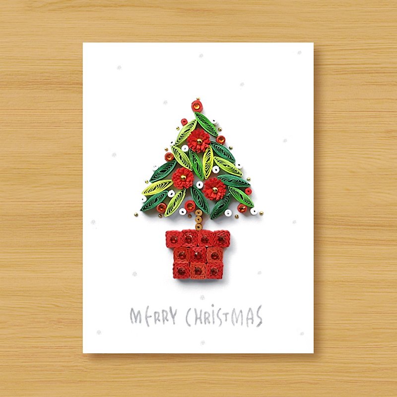 手工卷纸卡片 _ 来自远方的圣诞祝福_圣诞小盆栽 A ... 圣诞卡 - 卡片/明信片 - 纸 绿色