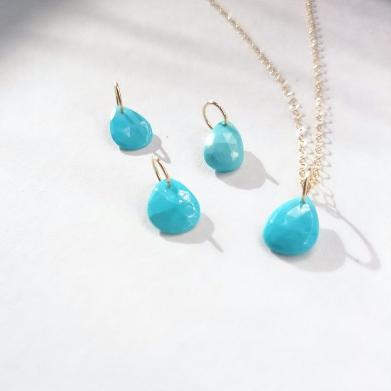 14kg*Sleeping beauty Turquoise drop necklace - 项链 - 宝石 蓝色