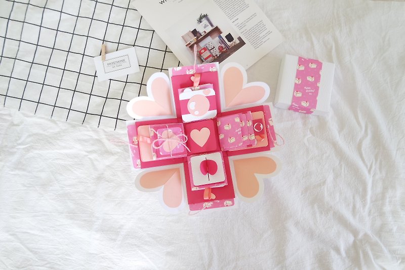礼物盒卡片－蛋糕上的草莓 x 豪华机关版－手工卡片 / 情人节卡片 / 爆炸卡 /爆炸盒子 - 卡片/明信片 - 纸 