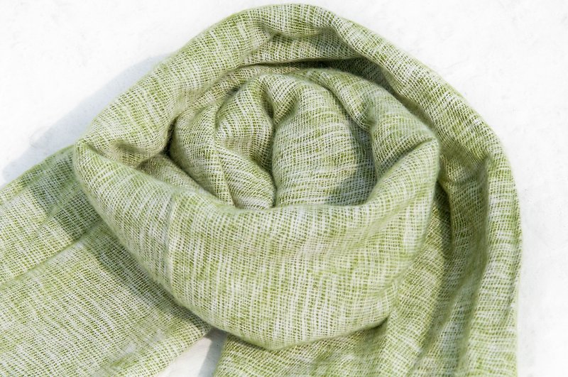 纯羊毛披巾/针织围巾/针织披巾/盖毯/纯羊毛围巾/羊毛披巾-海苔色 - 围巾/披肩 - 羊毛 绿色