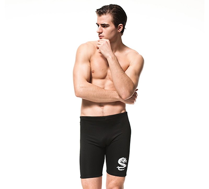 MIT 七分泳裤 SPA/泡汤专用 - 男装泳裤 - 聚酯纤维 黑色