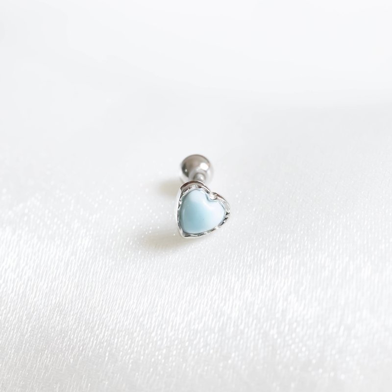 拉利玛海纹石925纯银融心melting heart转珠耳环 - 耳环/耳夹 - 宝石 蓝色