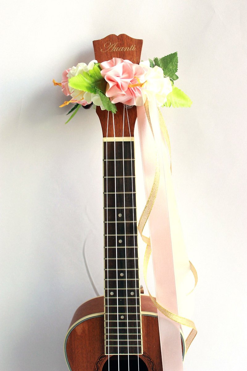 尤克里里专用的缎带饰品 烏克麗麗 尤克里里背带 芙蓉花 吉他 - 吉他配件 - 棉．麻 粉红色