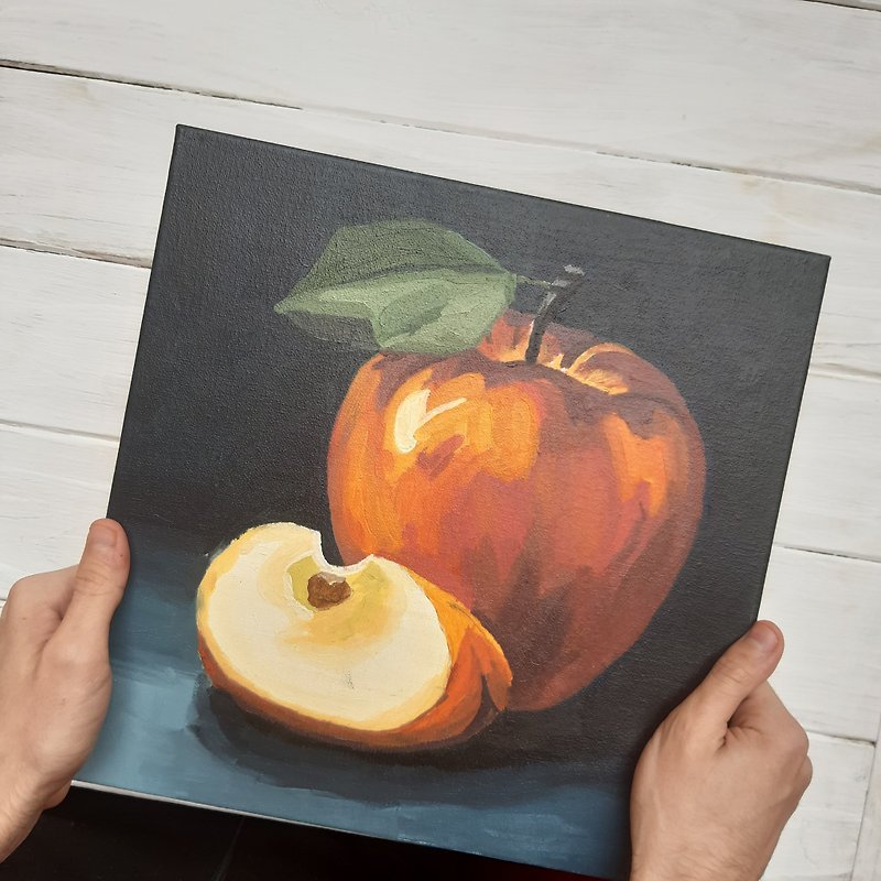 静物苹果 by Andriy Stadnyk 油画 画布艺术品 11,8*11,8 英寸 - 墙贴/壁贴 - 其他材质 红色