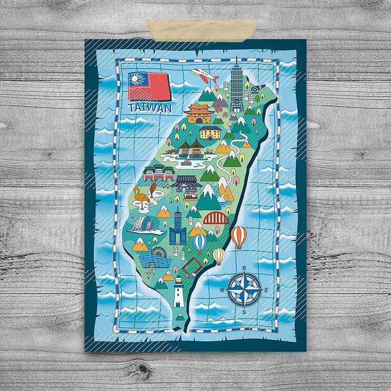 台湾意象 明信片 – 航海图 - 卡片/明信片 - 纸 白色