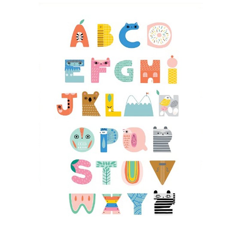 荷兰Petit Monkey ABC字母造型海报(29.7 x 42 cm) - 卡片/明信片 - 纸 