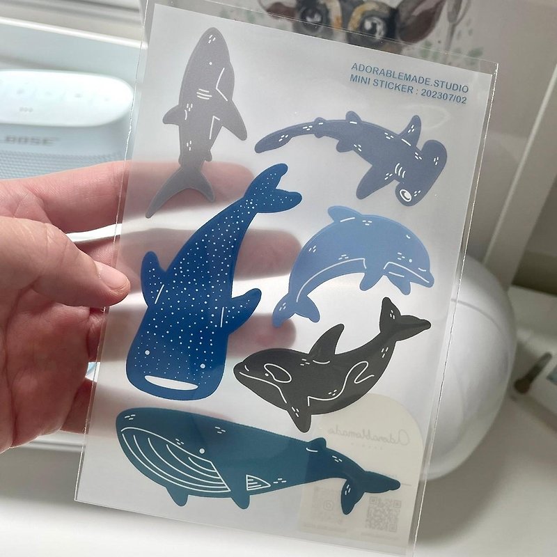 贴纸(A6)：鲸鲨和朋友们 - 贴纸 - 防水材质 