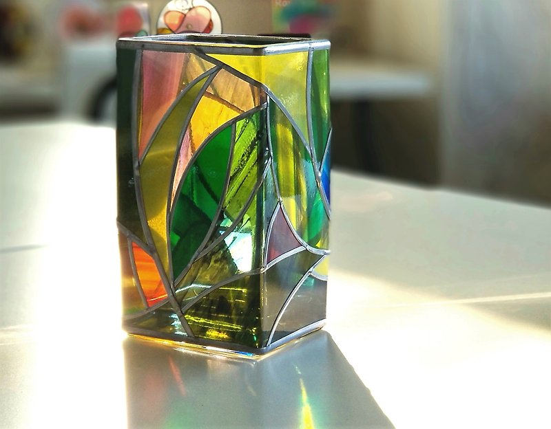 スクエアガラス花瓶　ティンカーベルの森 - 花瓶/陶器 - 玻璃 多色