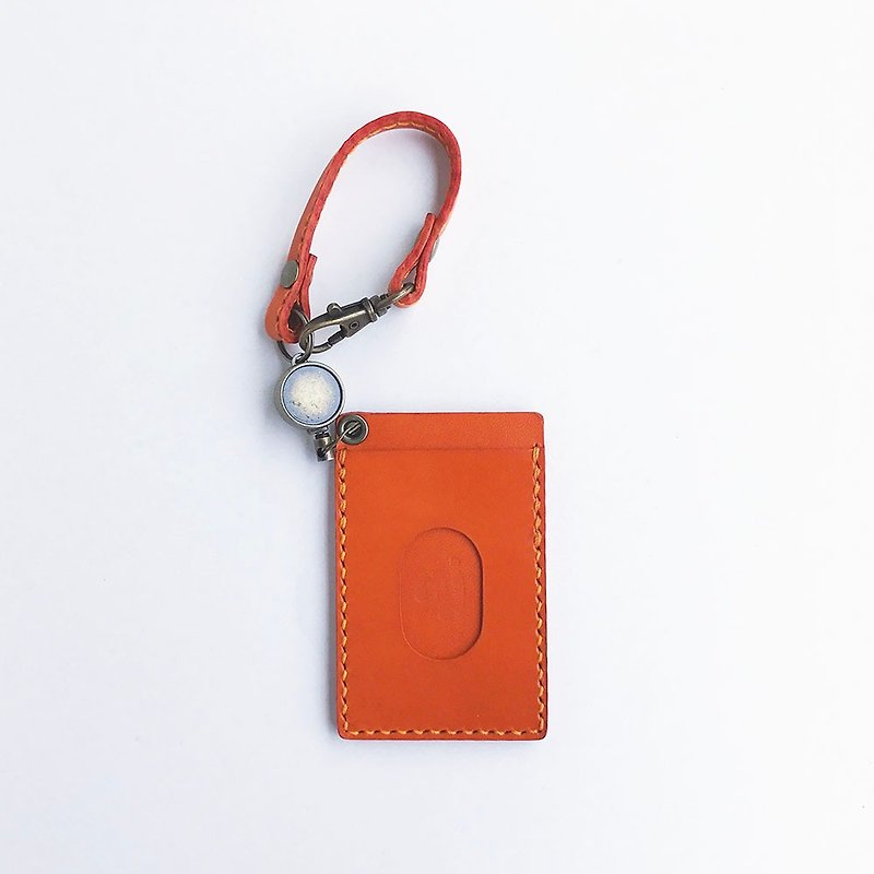 ■再販■リールベルト付きパスケース　栃木レザーの橙色 - 名片夹/名片盒 - 真皮 橘色