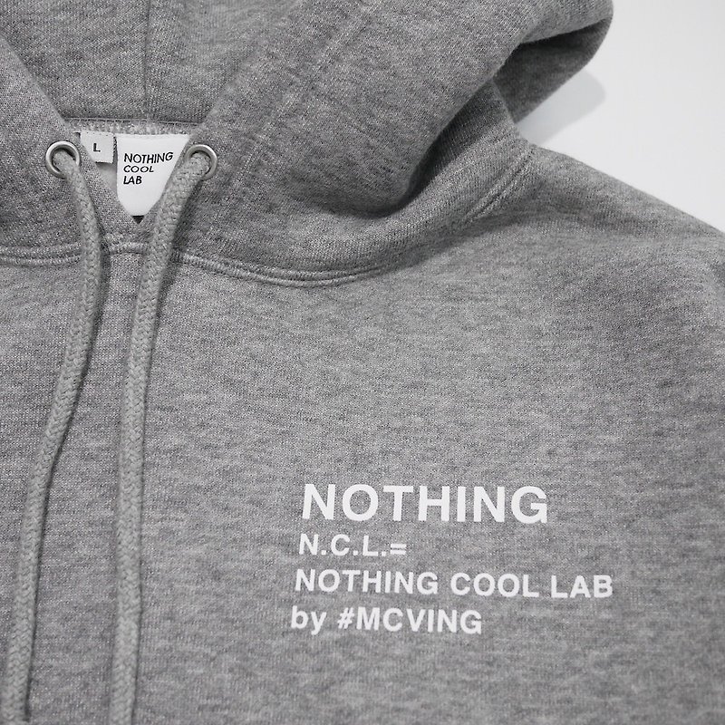 连帽衫"NOTHING"灰 (Nothing Cool Lab N.C.L. by MCVING) - 中性连帽卫衣/T 恤 - 棉．麻 银色