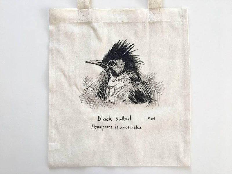 纯手绘鸟棉布购物袋 · 红嘴黑鹎 - 手提包/手提袋 - 棉．麻 