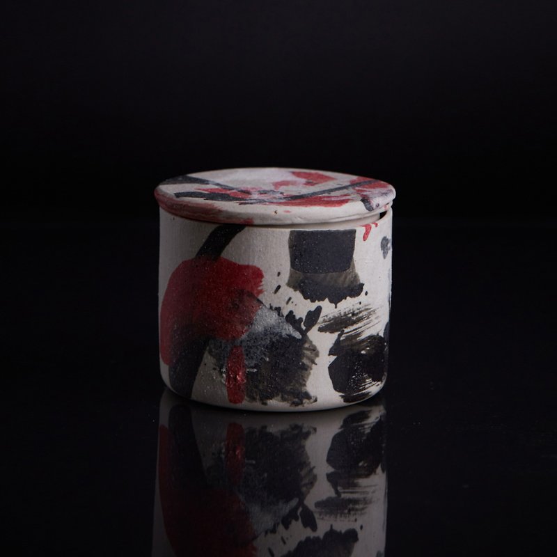 赤禾系列No.32 小众手绘黑红色笔触香薰蜡烛 居家香氛纯手作陶瓷 - 蜡烛/烛台 - 瓷 