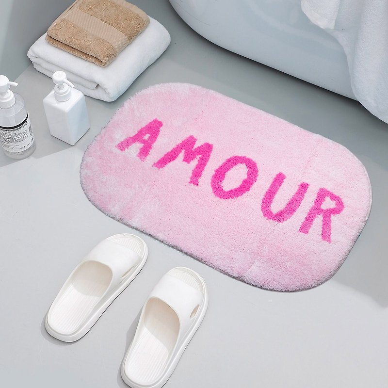 粉色爱簇绒浴室地垫可爱脚垫吸水防滑浴垫居家装饰情人节礼物 - 地垫/地毯 - 聚酯纤维 粉红色