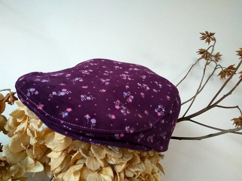紫碎花狩猎鸭舌帽 - 帽子 - 棉．麻 紫色