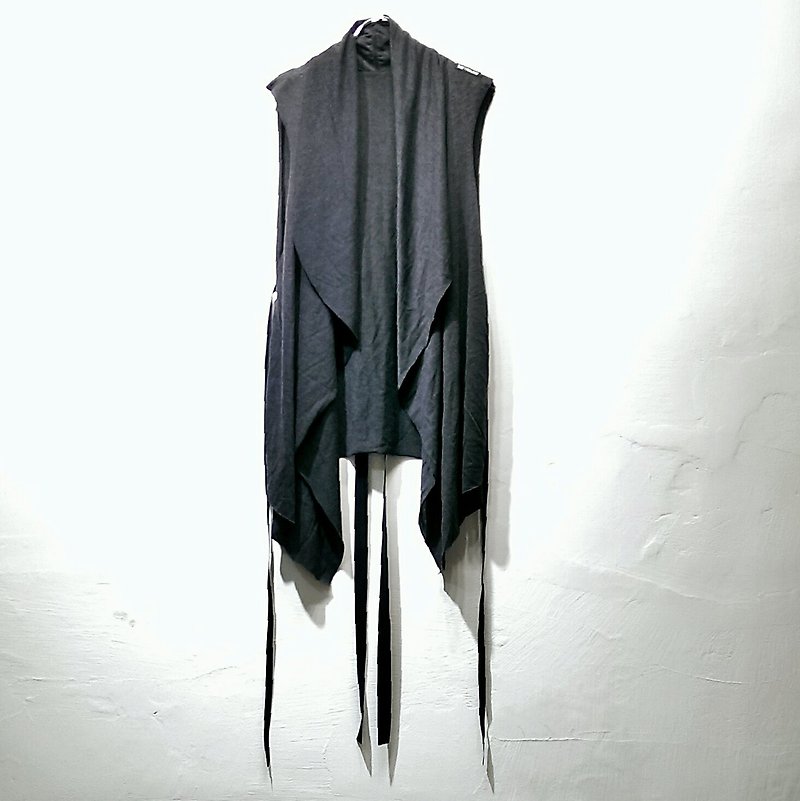 暗黑中性造型开襟罩衫 Ray77 Galaxy - 中性连帽卫衣/T 恤 - 聚酯纤维 灰色