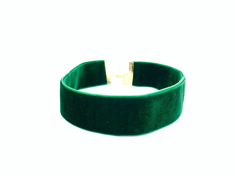 墨绿色-双面绒绳宽版颈链 - 项链 - 其他材质 绿色