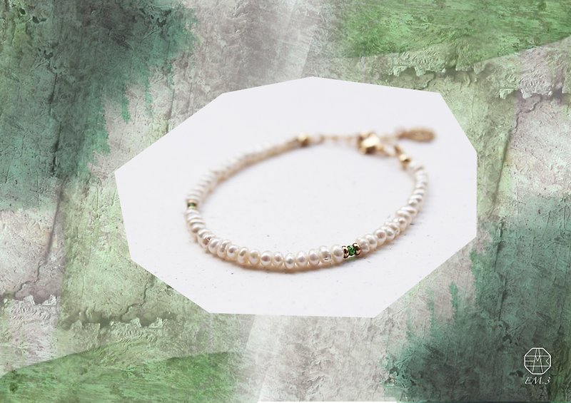 5月诞生石-Diopside透辉石珍珠系列手链 - 手链/手环 - 宝石 绿色