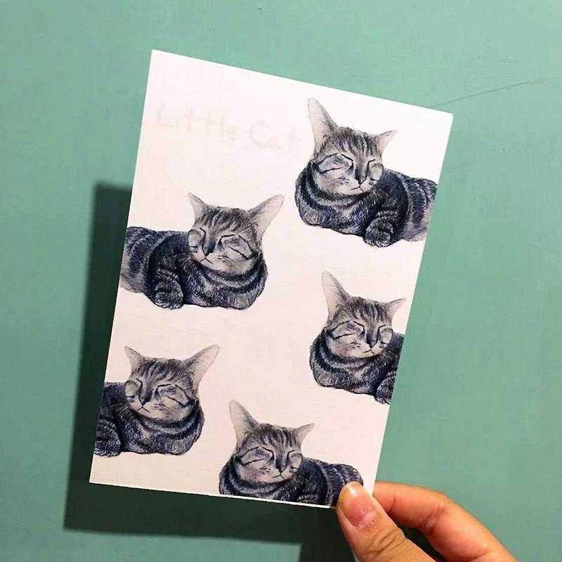 小只胖猫卡片/明信片-素描版 - 卡片/明信片 - 纸 黑色
