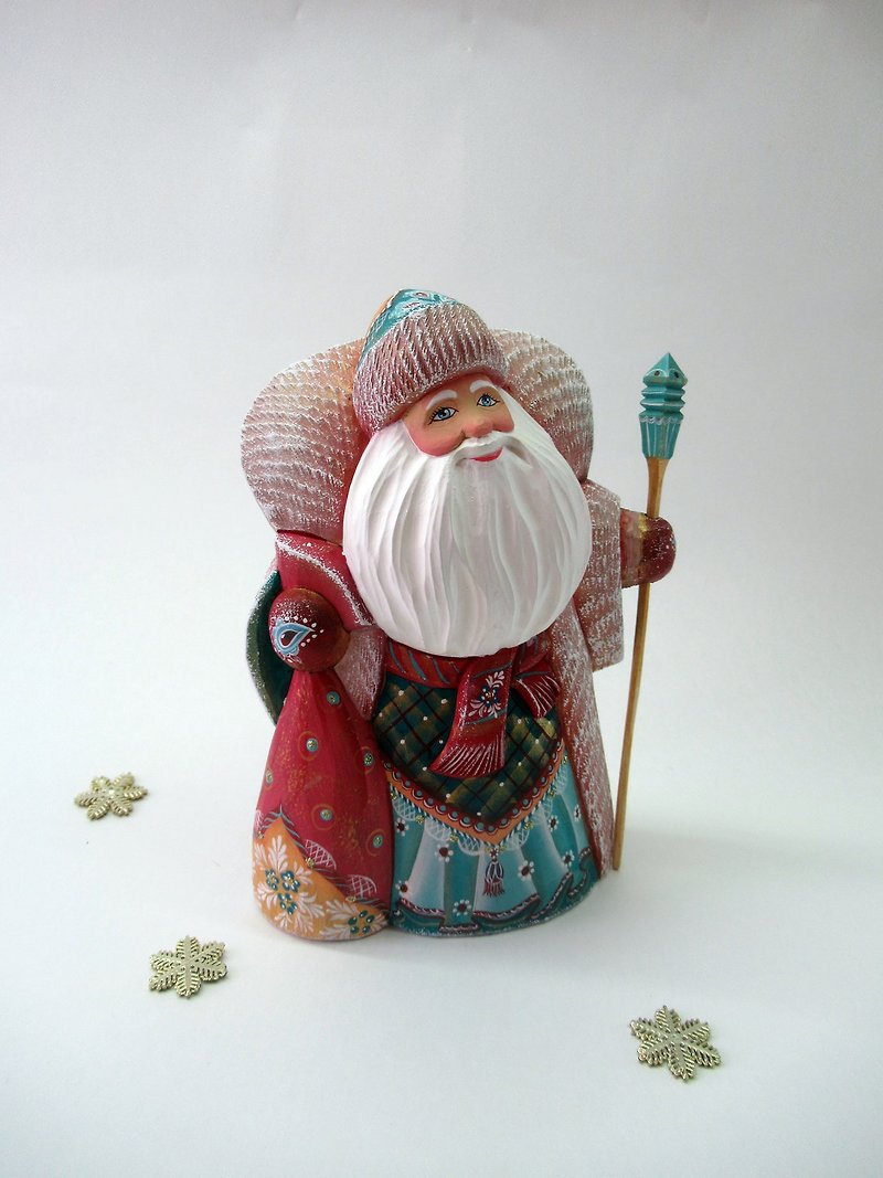 俄罗斯圣诞老人手工雕刻 收藏木雕人物 手绘圣诞老人 - 玩偶/公仔 - 木头 多色
