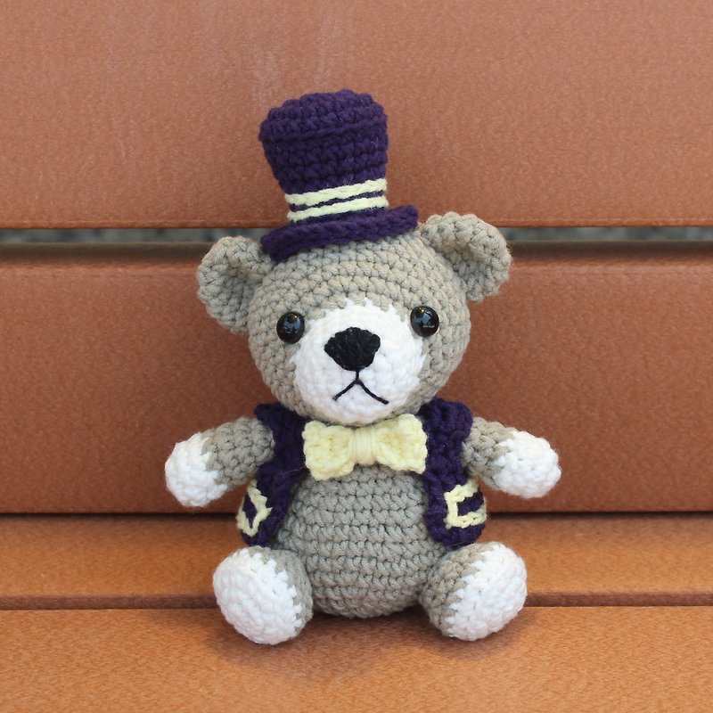 绅士熊 Bear Gordon 手工钩织 - 玩偶/公仔 - 棉．麻 卡其色