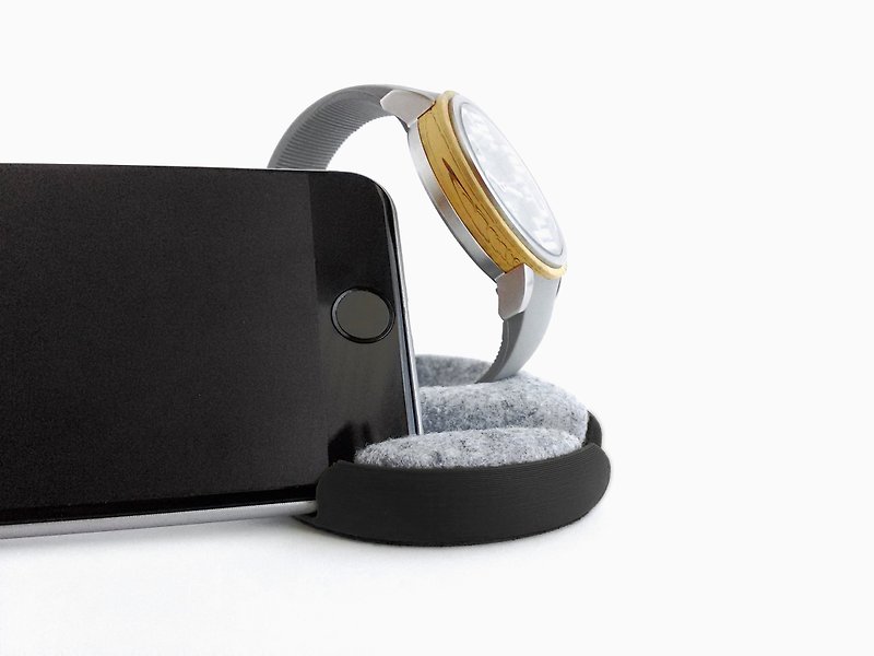Unique multifunctional tray, Watch stand, Smartphone stand, Smart phone stand - 手机座/防尘塞 - 羊毛 黑色