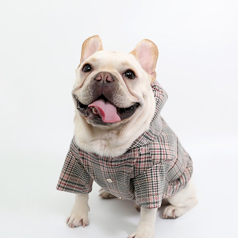 新年限定 宠物狗连帽风雨衣 格纹 防静电 - 女装西装外套/风衣 - 防水材质 
