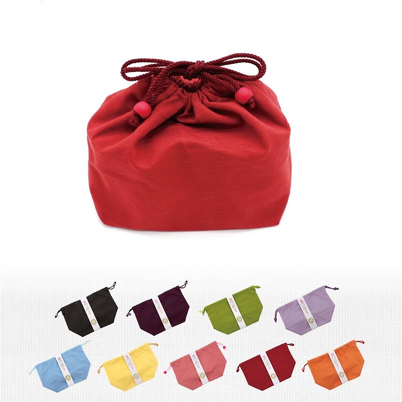 日本伝統色 Drawstring Cotton Bag Pouch Lunchbox Traditional Style Gift Made In Japan - 化妆包/杂物包 - 塑料 粉红色