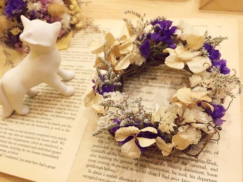 [干燥花] 绣球小花圈 Hydrangea Wreath 生日 礼物 婚礼 - 摆饰 - 纸 