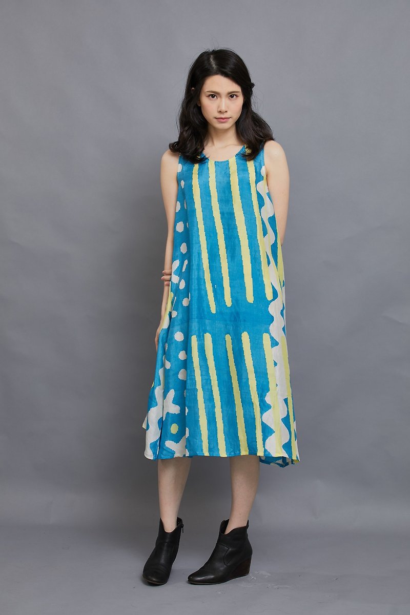 夏日派对伞状洋装_公平贸易 - 洋装/连衣裙 - 丝．绢 蓝色