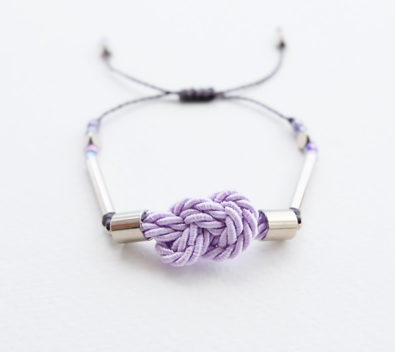 Infinity knot twisted rope in lilac adjustable bracelet - 手链/手环 - 聚酯纤维 紫色