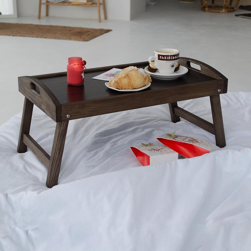 Premium laptop stand, walnut tray for coffee table, Adjustable Legs Laptop Table - 托盘/砧板 - 木头 咖啡色