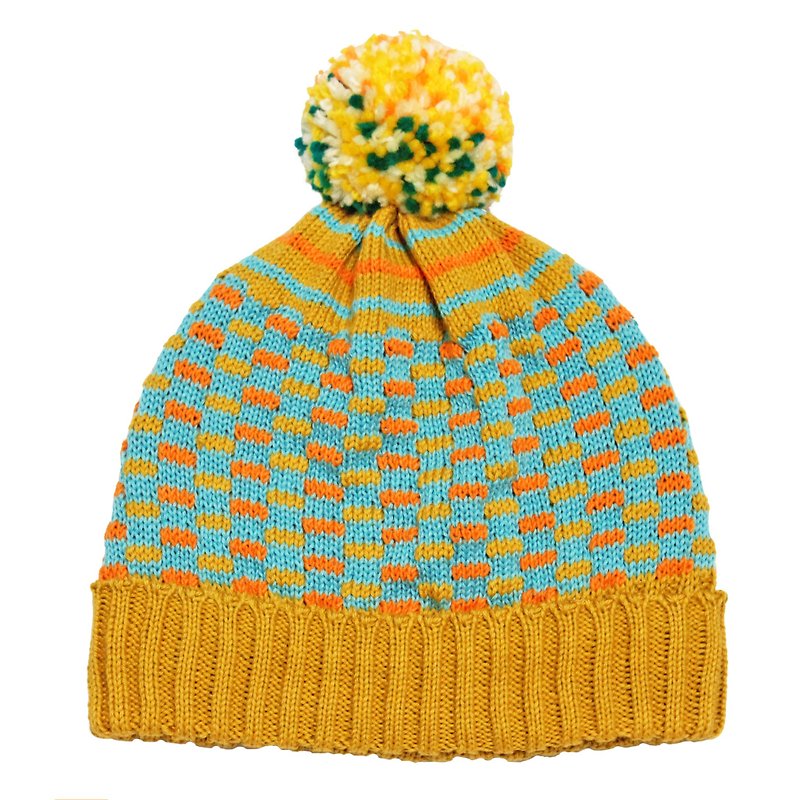 芥黄马戏团 可拆式毛球 毛线帽 - for Tiffany Liu - 帽子 - 棉．麻 黄色