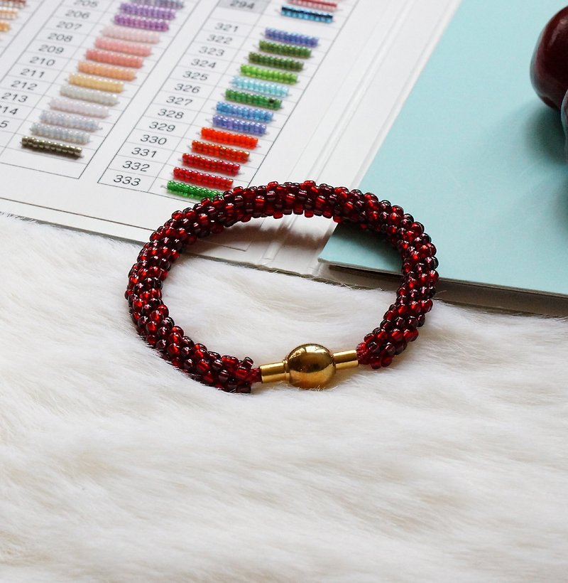 Kumihimo手织日本玻璃珠 KTS-04 ( Handbraided Kumihimo Seed Beads Bracelet ) - 手链/手环 - 玻璃 多色