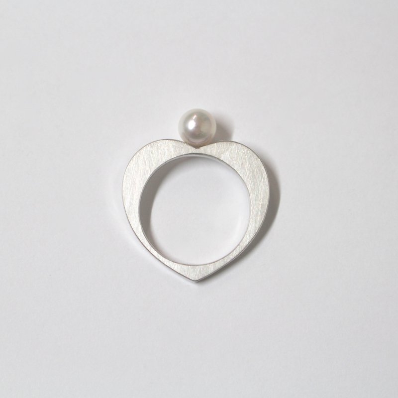 アコヤパールのハートリング　Silver色 - 戒指 - 宝石 灰色