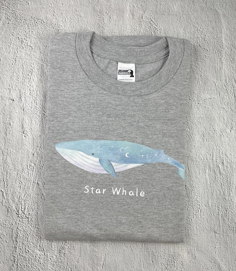 星辰鲸 - 插画T-shirt - 男装上衣/T 恤 - 棉．麻 