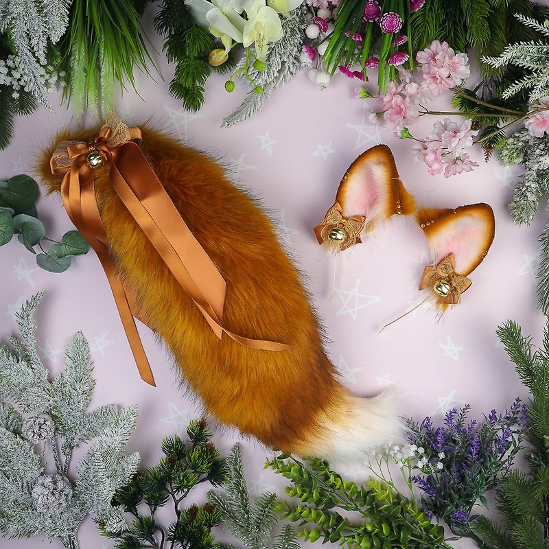 Ginger Fox Ears and Tail Set - 发饰 - 其他材质 橘色