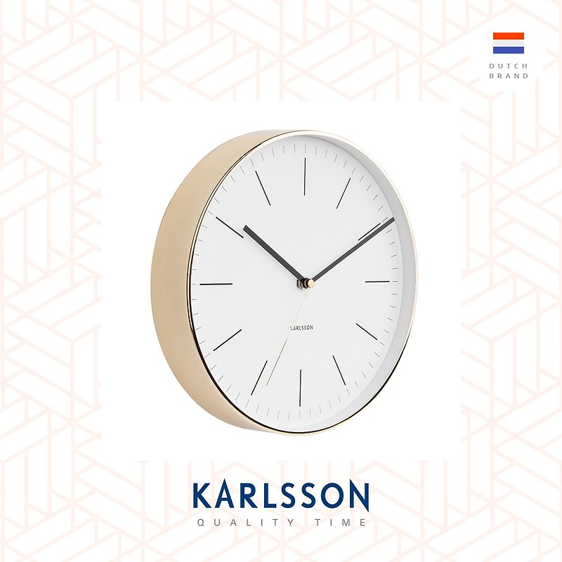 荷兰Karlsson 亮金框Minimal 系列白色挂钟 - 时钟/闹钟 - 其他金属 白色