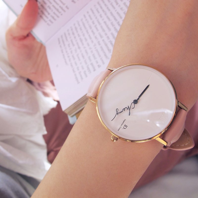 定制化姓名指针手表--36mm罗马Pink粉皮革小表款 - 女表 - 真皮 粉红色